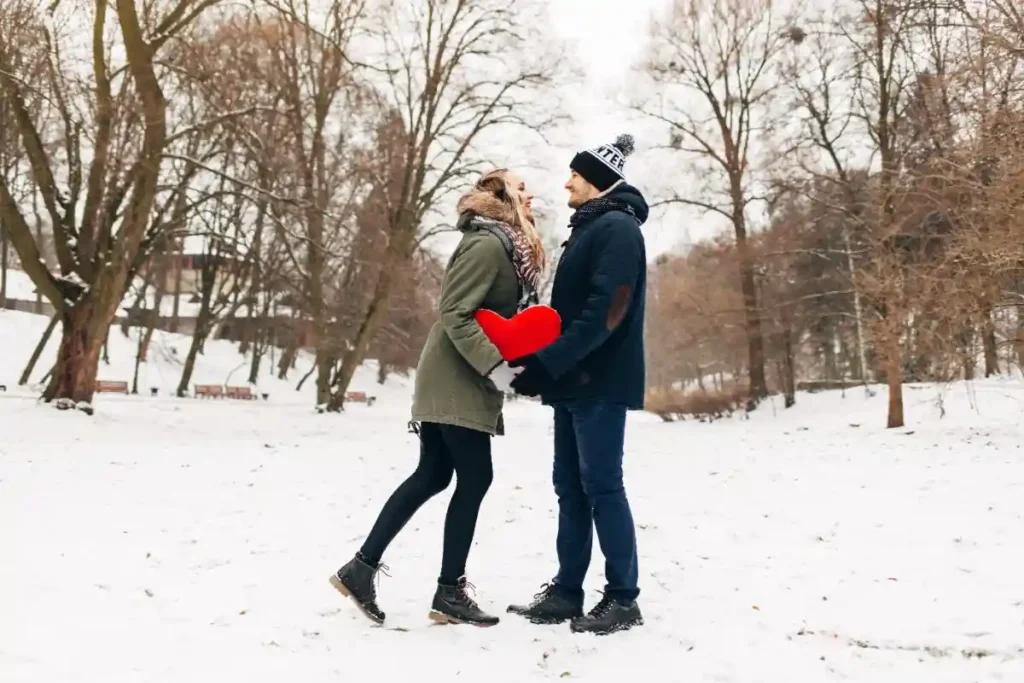 couple celebrating valentine day in poconos